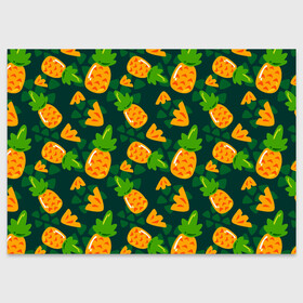 Поздравительная открытка с принтом Ананасы. Много ананасов в Тюмени, 100% бумага | плотность бумаги 280 г/м2, матовая, на обратной стороне линовка и место для марки
 | ананас | ананасовый | ананасы | сладость | фрукт