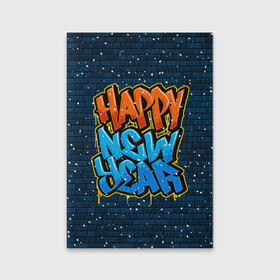 Обложка для паспорта матовая кожа с принтом С Новым Годом граффити / Happy New Year graffiti в Тюмени, натуральная матовая кожа | размер 19,3 х 13,7 см; прозрачные пластиковые крепления | Тематика изображения на принте: graffiti | wall | граффити | зима | новый год | рождество | снег | снежинка | стена