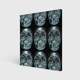 Холст квадратный с принтом Skulls pattern 2028 в Тюмени, 100% ПВХ |  | fashion | future | pattern | skull | vanguard | авангард | будущее | мода | стекло | узор | череп