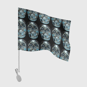 Флаг для автомобиля с принтом Skulls pattern 2028 в Тюмени, 100% полиэстер | Размер: 30*21 см | fashion | future | pattern | skull | vanguard | авангард | будущее | мода | стекло | узор | череп