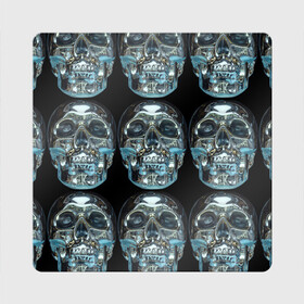Магнит виниловый Квадрат с принтом Skulls pattern 2028 в Тюмени, полимерный материал с магнитным слоем | размер 9*9 см, закругленные углы | fashion | future | pattern | skull | vanguard | авангард | будущее | мода | стекло | узор | череп