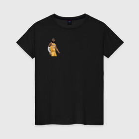 Женская футболка хлопок с принтом Леброн ЛА Лейкерс в Тюмени, 100% хлопок | прямой крой, круглый вырез горловины, длина до линии бедер, слегка спущенное плечо | lebron james | los angeles lakers | баскетболист | леброн джеймс | лосанджелес лейкерс | нба | огайо