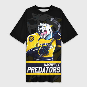 Платье-футболка 3D с принтом Нэшвилл Предаторз, Nashville Predators в Тюмени,  |  | hockey | nashville | nashville predators | nhl | predators | usa | нхл | нэшвилл | нэшвилл предаторз | предаторз | спорт | сша | хоккей | шайба