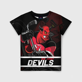 Детская футболка 3D с принтом Нью Джерси Девилз New Jersey Devils в Тюмени, 100% гипоаллергенный полиэфир | прямой крой, круглый вырез горловины, длина до линии бедер, чуть спущенное плечо, ткань немного тянется | devils | hockey | new jersey | new jersey devils | nhl | usa | девилз | нхл | ньюджерси | ньюджерси девилз | спорт | сша | хоккей | шайба