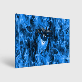 Холст прямоугольный с принтом Дракон в синем пламени Dragon in blue flame в Тюмени, 100% ПВХ |  | dragon | дракон | миф | монстр | огонь | пламя | фэнтези
