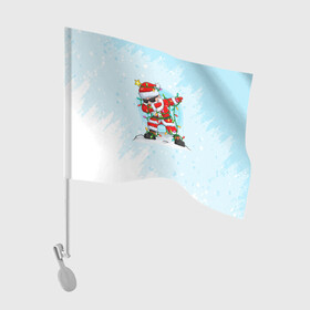 Флаг для автомобиля с принтом Santa Dabbing в гирлянде. в Тюмени, 100% полиэстер | Размер: 30*21 см | 2022 | dabbing | happy new year | merry christmas | santa dabbing | год тигра | зима близко | нг | новогодний | новогодний тигр | новый год | новый год 2022 | рождество | символ 2022 года | снег | снежинки