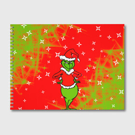 Альбом для рисования с принтом Новогодний Grinch на танцполе. в Тюмени, 100% бумага
 | матовая бумага, плотность 200 мг. | 2022 | grinch | happy new year | merry christmas | год тигра | гринч | зима близко | нг | новогодний | новый год | новый год 2022 | рождество | снег | снежинки