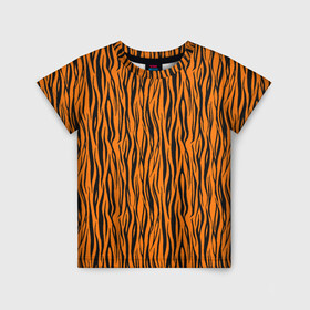 Детская футболка 3D с принтом Тигровые Полосы в Тюмени, 100% гипоаллергенный полиэфир | прямой крой, круглый вырез горловины, длина до линии бедер, чуть спущенное плечо, ткань немного тянется | animal | beast | cat | predator | tiger | амурский тигр | белый тигр | год тигра | животное | зверь | кот | полосатая кошка | саблезубый тигр | тигр | хищник | царь джунглей | шерхан