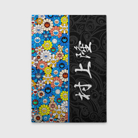 Обложка для автодокументов с принтом Такаси Мураками Иероглифами в Тюмени, натуральная кожа |  размер 19,9*13 см; внутри 4 больших “конверта” для документов и один маленький отдел — туда идеально встанут права | japan | smile | takashi murakami | арт | восточный узор | иероглифы | искусство | красочный | разноцветные цветы | ромашки | смайл | такаси мураками | такаши мураками | узор | улыбки | цветочки | цветочный узор