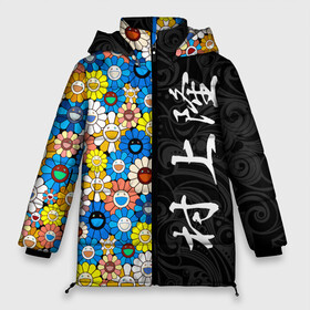 Женская зимняя куртка Oversize с принтом Такаси Мураками Иероглифами в Тюмени, верх — 100% полиэстер; подкладка — 100% полиэстер; утеплитель — 100% полиэстер | длина ниже бедра, силуэт Оверсайз. Есть воротник-стойка, отстегивающийся капюшон и ветрозащитная планка. 

Боковые карманы с листочкой на кнопках и внутренний карман на молнии | japan | smile | takashi murakami | арт | восточный узор | иероглифы | искусство | красочный | разноцветные цветы | ромашки | смайл | такаси мураками | такаши мураками | узор | улыбки | цветочки | цветочный узор
