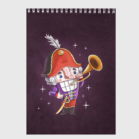 Скетчбук с принтом Рождественский Щелкунчик в Тюмени, 100% бумага
 | 48 листов, плотность листов — 100 г/м2, плотность картонной обложки — 250 г/м2. Листы скреплены сверху удобной пружинной спиралью | Тематика изображения на принте: nut cracker | nutcracker | новогодний | новогодняя сказка | новый год | рождество | сказка | снежинка | щелкунчик