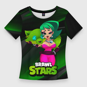 Женская футболка 3D Slim с принтом LOLA BRAWLSTARS dark green в Тюмени,  |  | brawl | brawl stars | brawlstars | lola | бравл | бравлстарс | лола | лоли | разрушитель