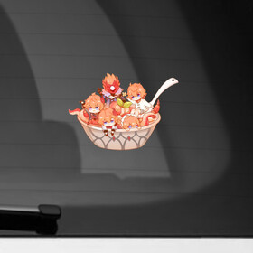 Наклейка на автомобиль с принтом Блюдо из чиби Тартальи в Тюмени, ПВХ |  | genshin impact | арт | аякс | ли юэ | осьминог | рисунок | тарталья | чайльд | чиби