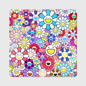 Магнит виниловый Квадрат с принтом Цветы Takashi Murakami в Тюмени, полимерный материал с магнитным слоем | размер 9*9 см, закругленные углы | flowers | pop art | superflat | takashi murakami | арт | глаза | дизайн | исскуство | разноцветные цветы | супефлэт | такаси мураками | такаши мураками | художник | цветы