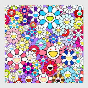 Магнитный плакат 3Х3 с принтом Цветы Takashi Murakami в Тюмени, Полимерный материал с магнитным слоем | 9 деталей размером 9*9 см | flowers | pop art | superflat | takashi murakami | арт | глаза | дизайн | исскуство | разноцветные цветы | супефлэт | такаси мураками | такаши мураками | художник | цветы