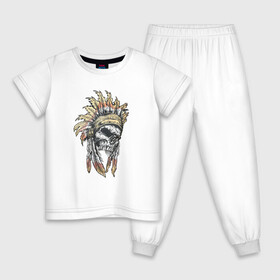 Детская пижама хлопок с принтом Индеец/indians в Тюмени, 100% хлопок |  брюки и футболка прямого кроя, без карманов, на брюках мягкая резинка на поясе и по низу штанин
 | Тематика изображения на принте: индейцы | краснокожие | северо американские | череп