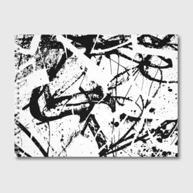 Альбом для рисования с принтом GRUNGE TRIP в Тюмени, 100% бумага
 | матовая бумага, плотность 200 мг. | grunge | абстракция | граундж | грязный | кляксы | пестрый | черно белый