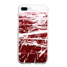 Чехол для iPhone 7Plus/8 Plus матовый с принтом CRAZY RED в Тюмени, Силикон | Область печати: задняя сторона чехла, без боковых панелей | абстракция | красно белый | красный | пестрый | царапины