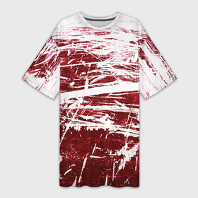 Платье-футболка 3D с принтом CRAZY RED в Тюмени,  |  | абстракция | красно белый | красный | пестрый | царапины