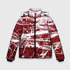 Зимняя куртка для мальчиков 3D с принтом CRAZY RED в Тюмени, ткань верха — 100% полиэстер; подклад — 100% полиэстер, утеплитель — 100% полиэстер | длина ниже бедра, удлиненная спинка, воротник стойка и отстегивающийся капюшон. Есть боковые карманы с листочкой на кнопках, утяжки по низу изделия и внутренний карман на молнии. 

Предусмотрены светоотражающий принт на спинке, радужный светоотражающий элемент на пуллере молнии и на резинке для утяжки | абстракция | красно белый | красный | пестрый | царапины