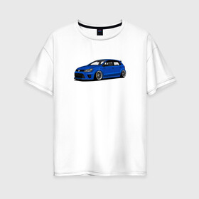 Женская футболка хлопок Oversize с принтом VW Polo stance art в Тюмени, 100% хлопок | свободный крой, круглый ворот, спущенный рукав, длина до линии бедер
 | polo | stance | volkswagen | vw | vwpolo