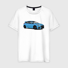 Мужская футболка хлопок с принтом Ford Focus RS art в Тюмени, 100% хлопок | прямой крой, круглый вырез горловины, длина до линии бедер, слегка спущенное плечо. | focus | focusrs | ford | fordfocus | rs