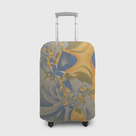 Чехол для чемодана 3D с принтом Орхидеи Небо и песок Абстракция 403-1 в Тюмени, 86% полиэфир, 14% спандекс | двустороннее нанесение принта, прорези для ручек и колес | abstraction | blue | flowers | fractal | ornament | pattern | yellow | абстракция | желтый | орнамент | узор | фрактал | цветы