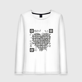 Женский лонгслив хлопок с принтом QR Love в Тюмени, 100% хлопок |  | Тематика изображения на принте: coronavirus | covid | covid19 | l | qr code | qr код | sputnik | вакцина | вакцинация | вирус | здоровье | изоляция | иммунитет | карантин | ковид | код | корона | коронавирус | маркировка | маска | пандемия | паспорт