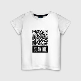 Детская футболка хлопок с принтом QR Scan в Тюмени, 100% хлопок | круглый вырез горловины, полуприлегающий силуэт, длина до линии бедер | coronavirus | covid | covid19 | qr code | qr код | sputnik | вакцина | вакцинация | вирус | здоровье | изоляция | иммунитет | карантин | ковид | код | корона | коронавирус | маркировка | маска | пандемия | паспорт | прививка