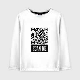 Детский лонгслив хлопок с принтом QR Scan в Тюмени, 100% хлопок | круглый вырез горловины, полуприлегающий силуэт, длина до линии бедер | coronavirus | covid | covid19 | qr code | qr код | sputnik | вакцина | вакцинация | вирус | здоровье | изоляция | иммунитет | карантин | ковид | код | корона | коронавирус | маркировка | маска | пандемия | паспорт | прививка