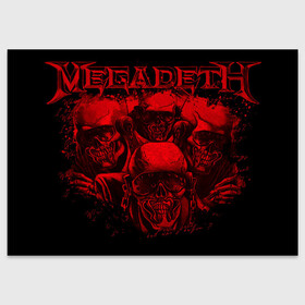 Поздравительная открытка с принтом Megadeth skeletons в Тюмени, 100% бумага | плотность бумаги 280 г/м2, матовая, на обратной стороне линовка и место для марки
 | Тематика изображения на принте: alternative | megadeth | metall | music | rock | альтернатива | мегадез | металл | музыка | рок