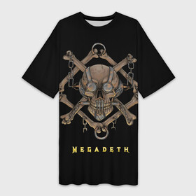 Платье-футболка 3D с принтом Megadeth skull в Тюмени,  |  | alternative | megadeth | metall | music | rock | альтернатива | мегадез | металл | музыка | рок