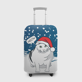Чехол для чемодана 3D с принтом НОВОГОДНИЙ КОТ БЕНДЕР (МЕМ) в Тюмени, 86% полиэфир, 14% спандекс | двустороннее нанесение принта, прорези для ручек и колес | 2022 | 22 | bender | cat | christmas | meme | memes | meow | merry | new | snow | winter | year | бендер | год | зима | кот | кошка | мем | мемы | мяй | новый | рождество | снег | толстый