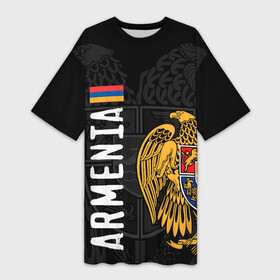 Платье-футболка 3D с принтом АРМЕНИЯ  ARMENIA в Тюмени,  |  | armenia | армения | армения сборная форма | армения форма | герб | лев | орёл | тигр | флаг | форма армении | форма армения | форма сборной армении
