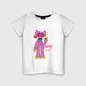 Детская футболка хлопок с принтом Kissy Missy Poppy Playtime в Тюмени, 100% хлопок | круглый вырез горловины, полуприлегающий силуэт, длина до линии бедер | Тематика изображения на принте: huggy | kissy | missy | playtime | poppy | wuggy | вагги | ваги | киси | кисси | миси | мисси | хагги | хаги
