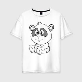 Женская футболка хлопок Oversize с принтом Пандочка в подгузниках в Тюмени, 100% хлопок | свободный крой, круглый ворот, спущенный рукав, длина до линии бедер
 | веселье | детские | для девушек | для детей | китай | медведь | медвежонок | мультики | панда | пандочка | сказка | сказочные | удивление