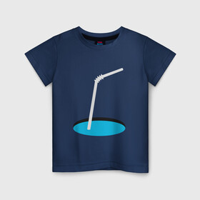 Детская футболка хлопок с принтом Коктейль 01 в Тюмени, 100% хлопок | круглый вырез горловины, полуприлегающий силуэт, длина до линии бедер | yaay | вода | газировка | иллюзия | коктейль | напиток | оп арт | пить воду | прикол | прорубь | трубочка