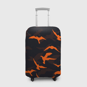 Чехол для чемодана 3D с принтом Стая Воронов в Тюмени, 86% полиэфир, 14% спандекс | двустороннее нанесение принта, прорези для ручек и колес | вороны | минимализм | птицы | рисунок | стая воронов | стая птиц
