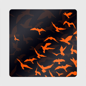 Магнит виниловый Квадрат с принтом Стая Воронов в Тюмени, полимерный материал с магнитным слоем | размер 9*9 см, закругленные углы | Тематика изображения на принте: вороны | минимализм | птицы | рисунок | стая воронов | стая птиц
