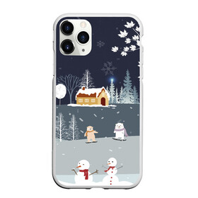 Чехол для iPhone 11 Pro Max матовый с принтом Снеговики и Мишки 2022 в Тюмени, Силикон |  | 2022 | год | дед | дети | зима | коньки | мишки | мороз | новый | праздники | радость | рождество | санки | санта | снег | снеговик | счастливого