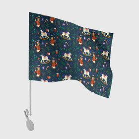 Флаг для автомобиля с принтом Рождественский узор Щелкунчик в Тюмени, 100% полиэстер | Размер: 30*21 см | ламповый свитер | новогодний узор | новый год | паттерн | рождественский свитер | рождество | щелкунчик