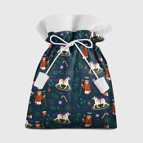 Подарочный 3D мешок с принтом Рождественский узор Щелкунчик в Тюмени, 100% полиэстер | Размер: 29*39 см | Тематика изображения на принте: ламповый свитер | новогодний узор | новый год | паттерн | рождественский свитер | рождество | щелкунчик