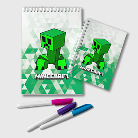 Блокнот с принтом Minecraft Creeper ползучий камикадзе в Тюмени, 100% бумага | 48 листов, плотность листов — 60 г/м2, плотность картонной обложки — 250 г/м2. Листы скреплены удобной пружинной спиралью. Цвет линий — светло-серый
 | creeper | green minecraft | minecraft | minecraft creeper | minecraft dungeons | детские игры | зеленый майнкрафт | камикадзе | крипер | крипер майнкрафт | криппер | майнкрафт крипер | майнкрафт подземелье | минекрафт | мобы