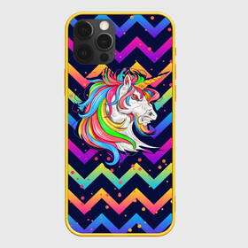 Чехол для iPhone 12 Pro с принтом Cерьезный Единорог Frowning Unicorn в Тюмени, силикон | область печати: задняя сторона чехла, без боковых панелей | Тематика изображения на принте: angry | neon | unicorn | единорог | злой | кислотный | конь | лошадь | неон | пони | радуга | радужный | сердитый | серьезный | хмурый | юникорн