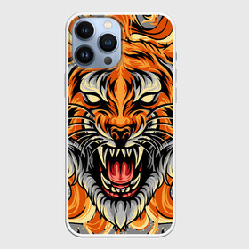 Чехол для iPhone 13 Pro Max с принтом Символ года тигр в гневе в Тюмени,  |  | Тематика изображения на принте: 2022 | большая кошка | животное | новый год | символ года | тигр | хищник