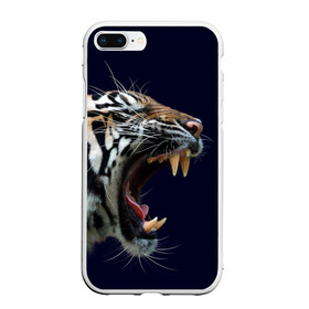 Чехол для iPhone 7Plus/8 Plus матовый с принтом Оскал тигра | Большая кошка в Тюмени, Силикон | Область печати: задняя сторона чехла, без боковых панелей | 2022 | big teeth | fangs | grin | tiger | tigr | tigris | большая кошка | большие зубы | клыки | новый год | оскалиться | острые клыки | полосатая кошка | скалить | скалить зубы | тигр