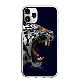 Чехол для iPhone 11 Pro Max матовый с принтом Оскал тигра | Большая кошка в Тюмени, Силикон |  | 2022 | big teeth | fangs | grin | tiger | tigr | tigris | большая кошка | большие зубы | клыки | новый год | оскалиться | острые клыки | полосатая кошка | скалить | скалить зубы | тигр