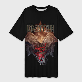 Платье-футболка 3D с принтом Led Zeppelin Wings в Тюмени,  |  | alternative | led zeppelin | metall | music | rock | альтернатива | лед зеппелин | лэд зепелин | металл | музыка | рок