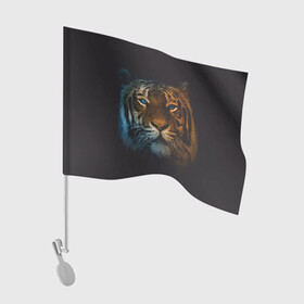 Флаг для автомобиля с принтом Тигр с голубыми глазами в Тюмени, 100% полиэстер | Размер: 30*21 см | tiger | животное | символ года | тигр | хищник