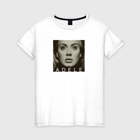 Женская футболка хлопок с принтом Альбом Адель в Тюмени, 100% хлопок | прямой крой, круглый вырез горловины, длина до линии бедер, слегка спущенное плечо | глаза | имя | квадрат | лицо | надпись